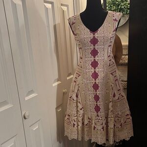 Moulinette Soeurs Cream and Pink Midi Dress